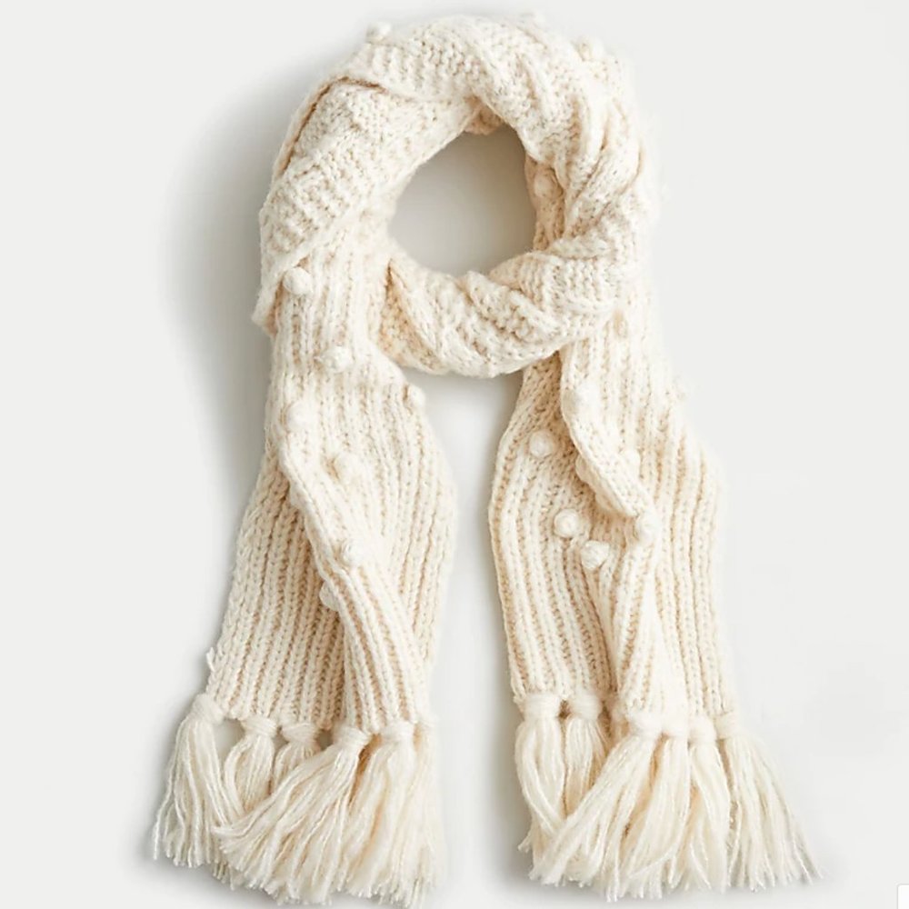 J Crew chunky knit bobble scarf